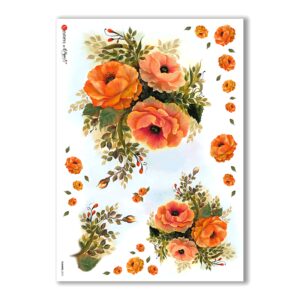 FLOWERS-0075. Papel de Arroz flores para decoupage.