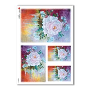 FLOWERS-0077. Papel de Arroz flores para decoupage.