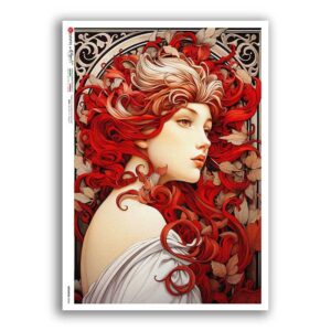 NOUVEAU-0046. Papel de Arroz art nouveau para decoupage.
