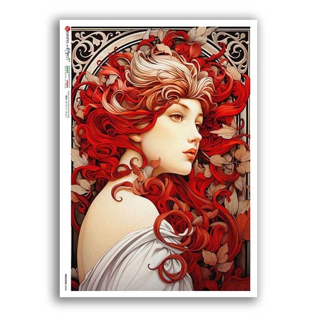 NOUVEAU-0046. Papel de Arroz art nouveau para decoupage.