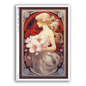 NOUVEAU-0047. Papel de Arroz art nouveau para decoupage.
