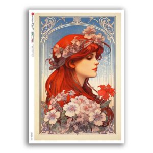 NOUVEAU-0048. Papel de Arroz art nouveau para decoupage.