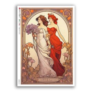NOUVEAU-0049. Papel de Arroz art nouveau para decoupage.