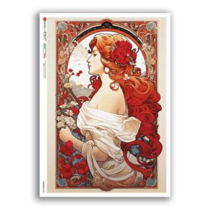 NOUVEAU-0050. Papel de Arroz art nouveau para decoupage.