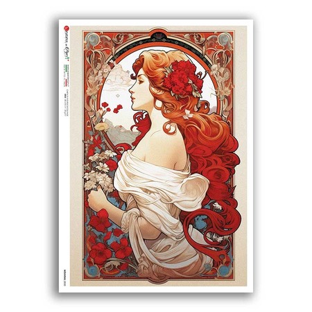 NOUVEAU-0050. Papel de Arroz art nouveau para decoupage.