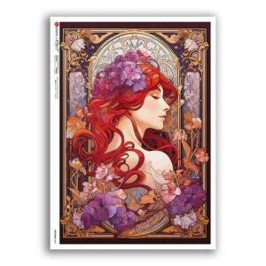NOUVEAU-0051. Papel de Arroz art nouveau para decoupage.