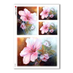 FLOWERS-0081. Papel de Arroz flores para decoupage.