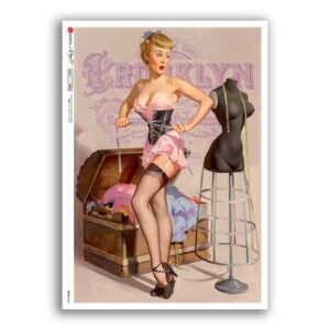 PINUP-0042. Papel de Arroz pin-up para decoupage.