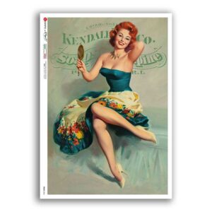 PINUP-0044. Papel de Arroz pin-up para decoupage.