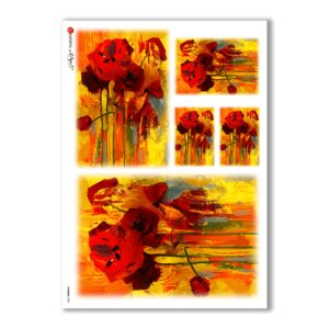 FLOWERS-0083. Papel de Arroz flores para decoupage.