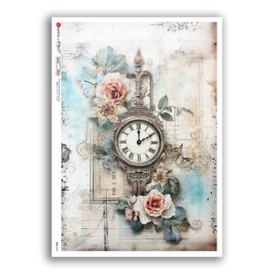 TIME-0044. Papel de Arroz relojes para decoupage.