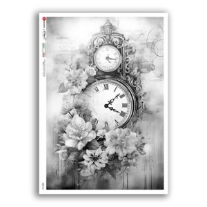 TIME-0045. Papel de Arroz relojes para decoupage.