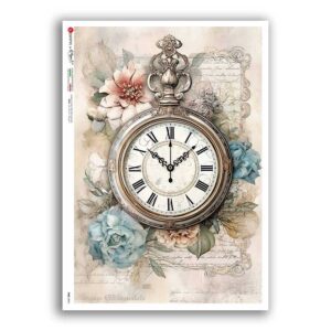 TIME-0046. Papel de Arroz relojes para decoupage.