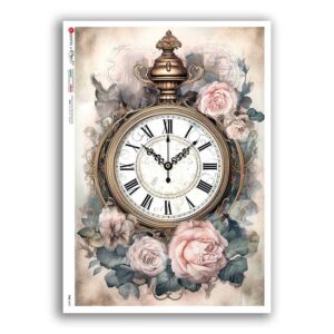 TIME-0047. Papel de Arroz relojes para decoupage.