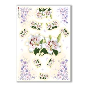 FLOWERS-0096. Papel de Arroz flores para decoupage.