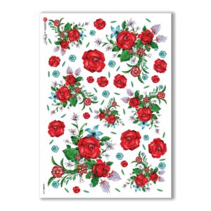 FLOWERS-0098. Papel de Arroz flores para decoupage.