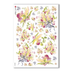 FLOWERS-0099. Papel de Arroz flores para decoupage.