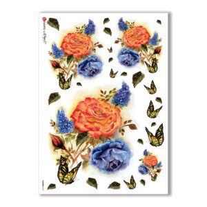 FLOWERS-0102. Papel de Arroz flores para decoupage.