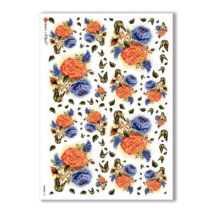 FLOWERS-0103. Papel de Arroz flores para decoupage.