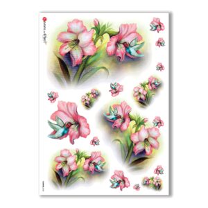 FLOWERS-0105. Papel de Arroz flores para decoupage.