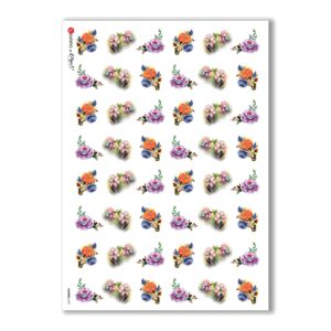 FLOWERS-0107. Papel de Arroz victoriano flores para decoupage.