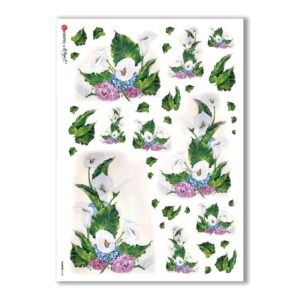 FLOWERS-0109. Papel de Arroz flores para decoupage.