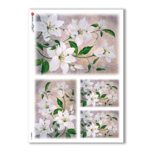 FLOWERS-0111. Papel de Arroz flores para decoupage.