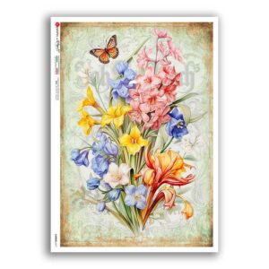 FLOWERS-0417. Papel de Arroz flores para decoupage.