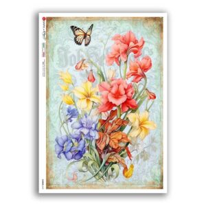 FLOWERS-0418. Papel de Arroz flores para decoupage.