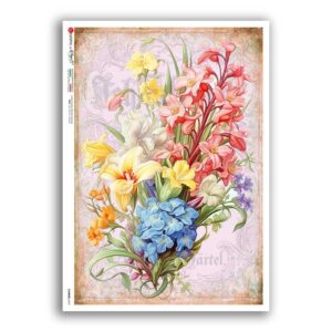 FLOWERS-0419. Papel de Arroz flores para decoupage.