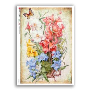 FLOWERS-0420. Papel de Arroz flores para decoupage.