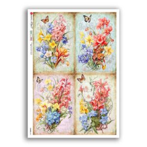 FLOWERS-0421. Papel de Arroz flores para decoupage.