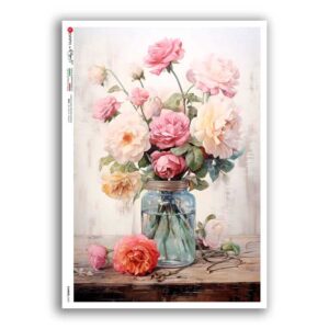 FLOWERS-0425. Papel de Arroz flores para decoupage.