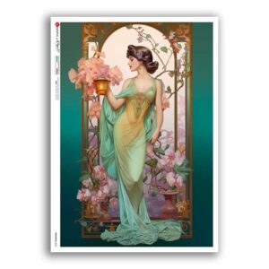 NOUVEAU-0053. Papel de Arroz art nouveau para decoupage.