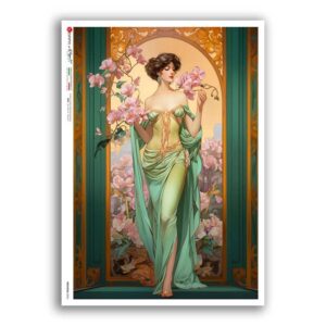NOUVEAU-0056. Papel de Arroz art nouveau para decoupage.