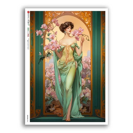NOUVEAU-0056. Papel de Arroz art nouveau para decoupage.