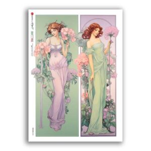 NOUVEAU-0058. Papel de Arroz art nouveau para decoupage.