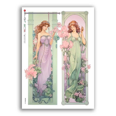 NOUVEAU-0060. Papel de Arroz art nouveau para decoupage.