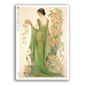 NOUVEAU-0061. Papel de Arroz art nouveau para decoupage.