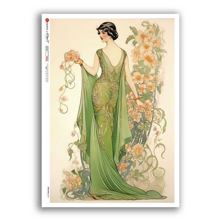 NOUVEAU-0061. Papel de Arroz art nouveau para decoupage.