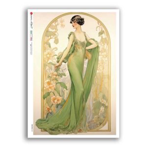 NOUVEAU-0062. Papel de Arroz art nouveau para decoupage.