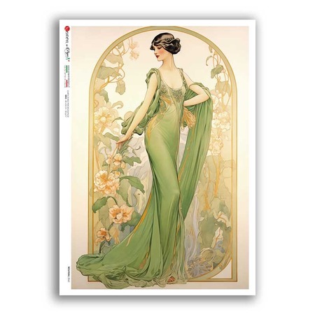 NOUVEAU-0062. Papel de Arroz art nouveau para decoupage.