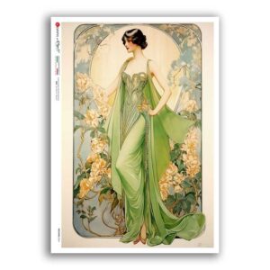 NOUVEAU-0064. Papel de Arroz art nouveau para decoupage.
