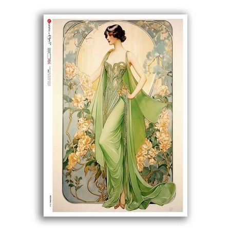 NOUVEAU-0064. Papel de Arroz art nouveau para decoupage.