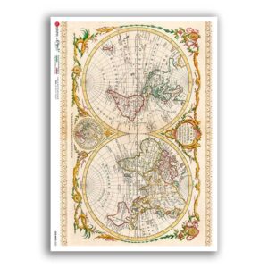 OLD-MAPS-0052. Papel de Arroz mapas antiguos para decoupage.