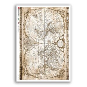 OLD-MAPS-0053. Papel de Arroz mapas antiguos para decoupage.