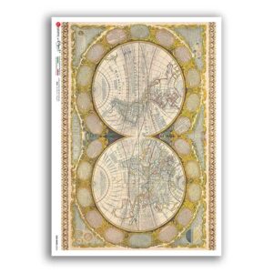 OLD-MAPS-0054. Papel de Arroz mapas antiguos para decoupage.