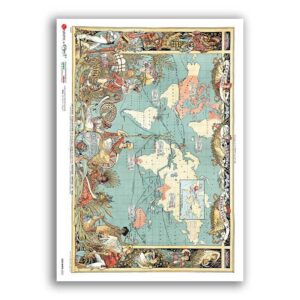 OLD-MAPS-0055. Papel de Arroz mapas antiguos para decoupage.