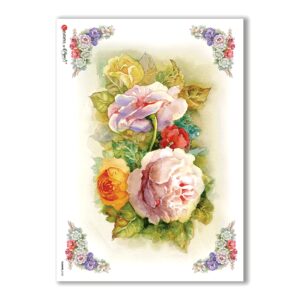 FLOWERS-0126. Papel de Arroz flores para decoupage.