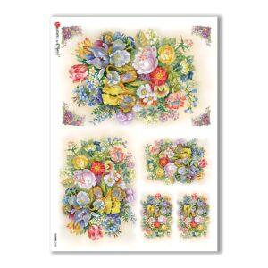 FLOWERS-0128. Papel de Arroz victoriano flores para decoupage.